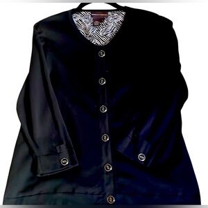 Dana Buchman Quarter Sleeve Black Cardigan Size Large